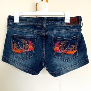 Express Jeans Stella Denim Blue Jean Shorts Embroidered Pockets
